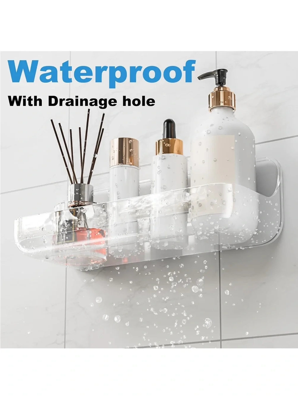 Clear Acrylic Wall Shelf for Bathroom - Set of 4